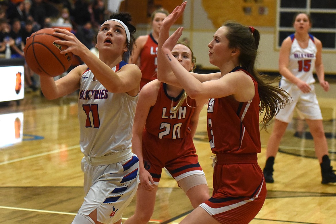 The Valkyries battled it out on the court during the Western B Divisional Basketball Tournament in Eureka last weekend.
Jeremy Weber/Bigfork Eagle
