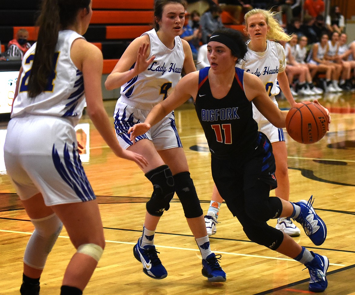 The Valkyries battled it out on the court during the Western B Divisional Basketball Tournament in Eureka last weekend.
Jeremy Weber/Bigfork Eagle