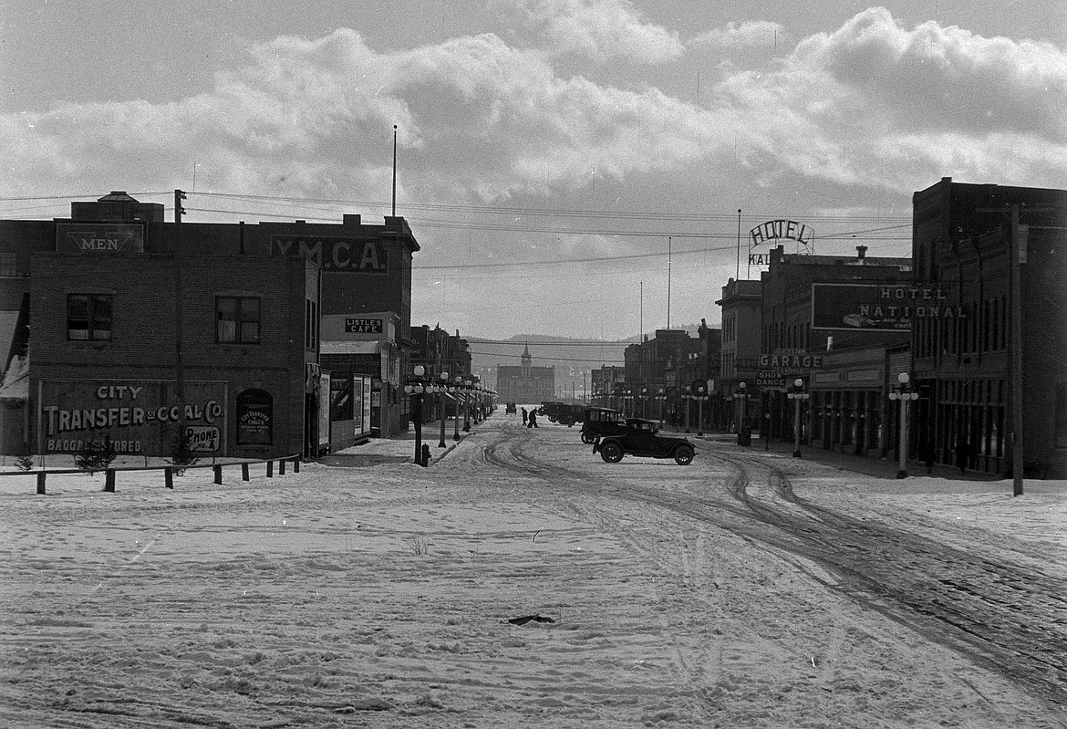A view down Main Street in downtown Kalispell in the early 1920s. (Vernon Weed photo)