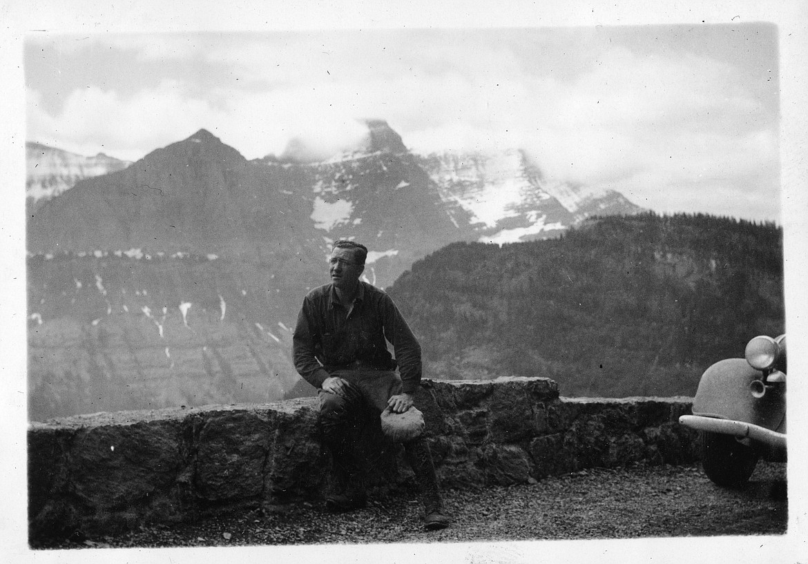 Dr. Vernon A. Weed stops for a photo along Going to the Sun Road in its opening year of 1933.