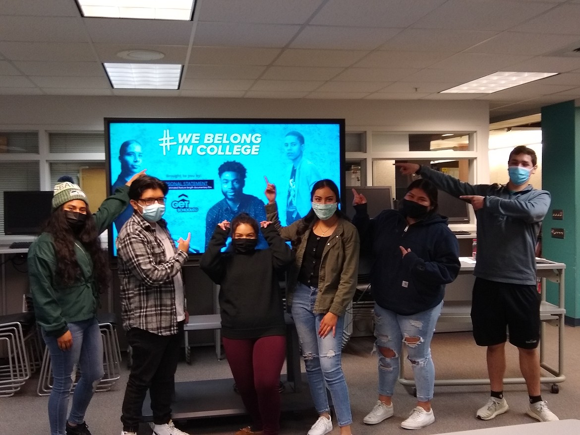 While in-person events have been rare for students in school programs during the coronavirus pandemic, some students in the Upward Bound-Trio program at Moses Lake High School managed a meet-up. From left, Joana Borjas-Martinez, Juan Vallejo, Myrella Gasca, Gabi Cisneros, Luz Manzano and Samuel Rebuelta.