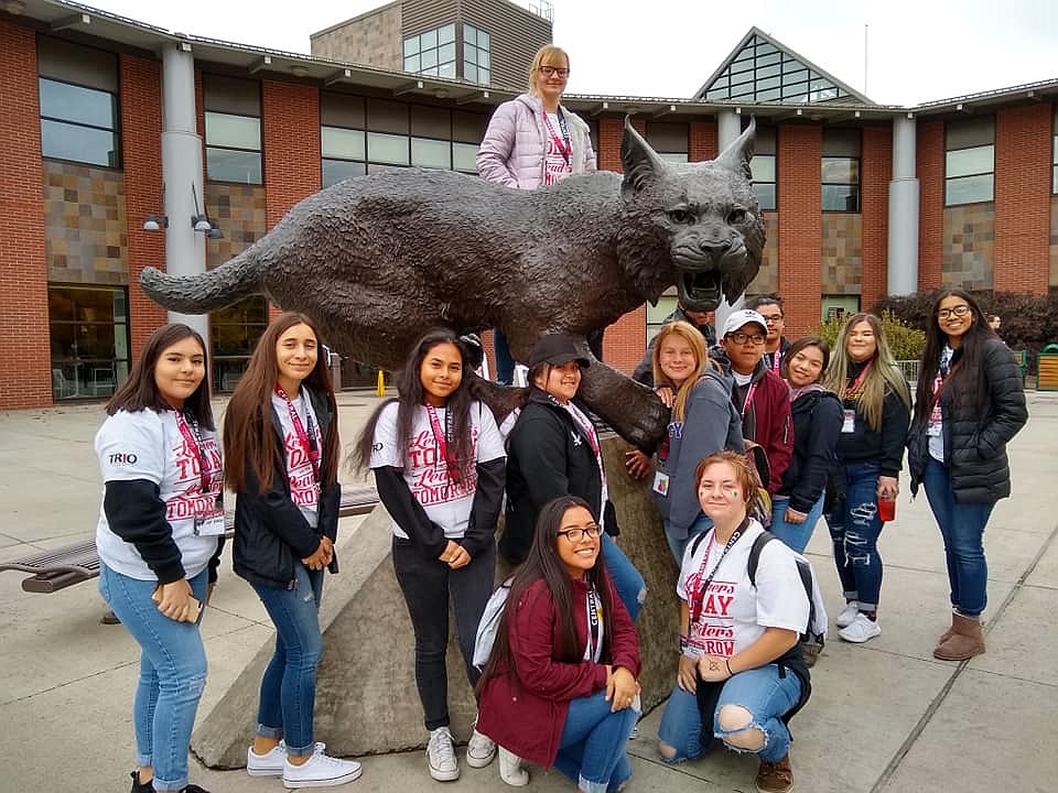 Students in the Moses Lake High School Upward Bound-Trio program visited Central Washington University in 2019, prior to the coronavirus pandemic. they included (top) Alina Zakharova, (bottom, from left) Olga Ramirez, Emily Delgado, Joana Barjas-Martinez, Rhylan DeLaRosa, Tiffany Morales-Salas, Taylor Hutchison, Manuel Rubio-Valencia, Mayra Maciel-Valdovinos, Jennifer Oronia, Alina Zakharova, Myrella Gasca, Juan Vallejo and Isaiah Ornelas.