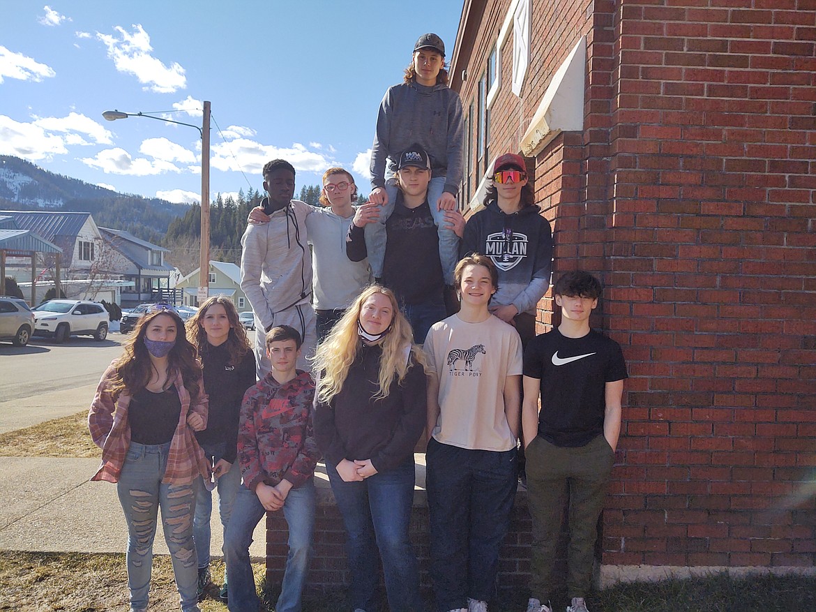 The Mullan golf team pictured are (top) Alex Trogden; (middle from left) Kofi Appiah, Austin Zingler, Luke Trogden and Floyd Nelson; and (front) Sairah Haig, Livia Blankenship, Stephen Petit, Leah Frazier, Zeke Hess and Logan Petit.