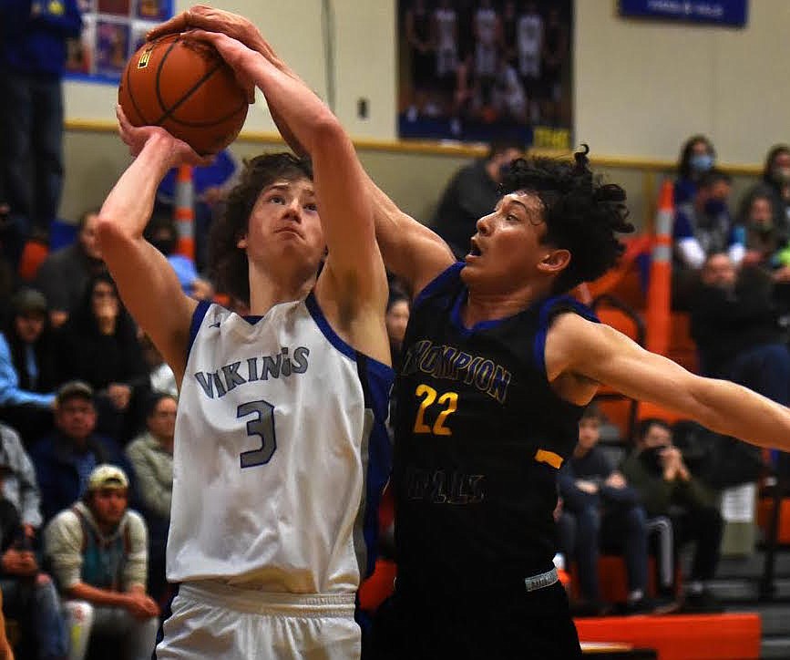 Thompson Falls basketball Dante Micheli helped lead the Blue Hawks to a fourth place finish at the M H S A Class B playoffs last week. (Jeremy Weber/Valley Press)