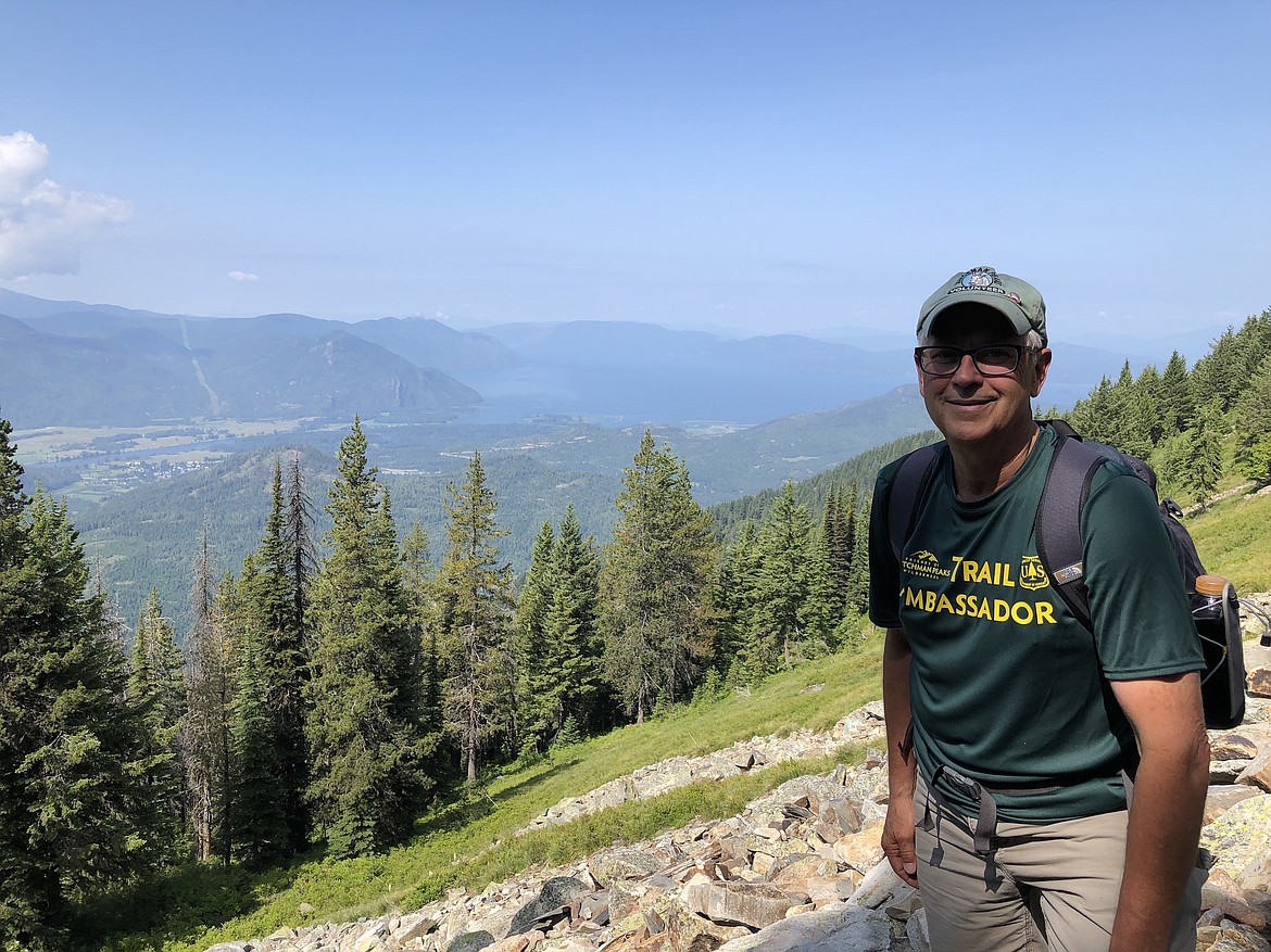 Howard Shay, one of Friends of Scotchman Peaks Wilderness' trail ambassadors, gets his photo taken.