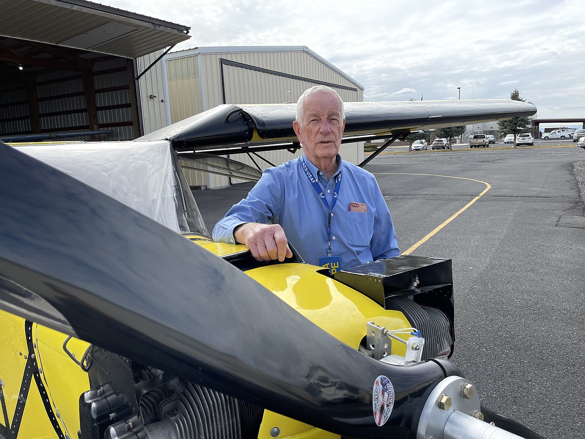 Daryl Jackson stands with a small, experimental light-sport aircraft that the company he started with his son Darrin, Jackson Flight Center, is working on. Jackson said he sold his share in the family business to Darrin four years ago so he could pursue some of his other projects, such as working for the Federal Aviation Administration as a designated pilot examiner.