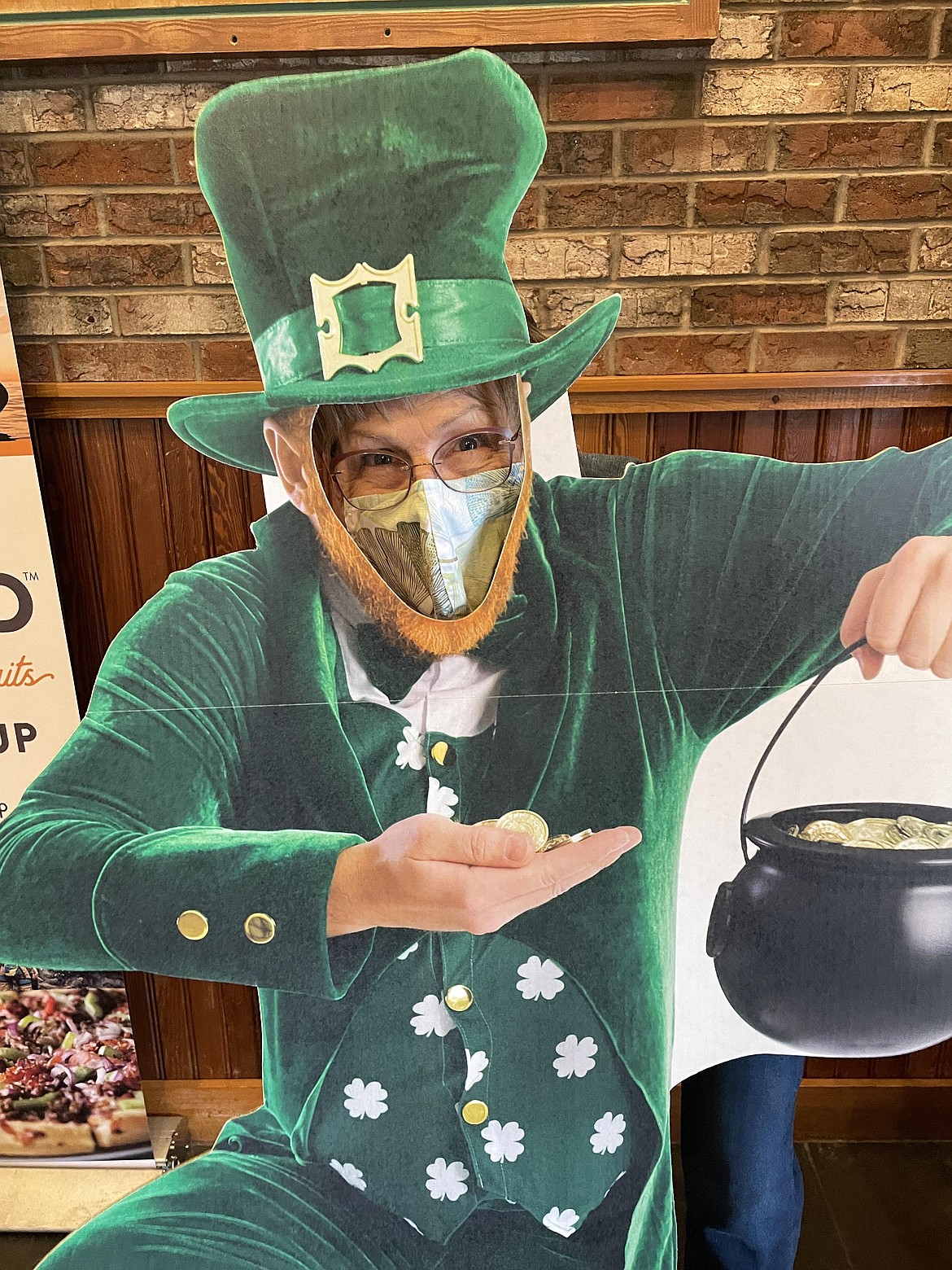 Local resident Cathy Dymkoski says “Top o’ the mornin’ to ya!” on the one day when everybody is Irish.