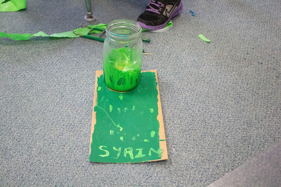 Kindergartener Syrin Wilson's leprechaun trap sits on the floor of her classroom at North Elementary School in Moses Lake on Wednesday morning.