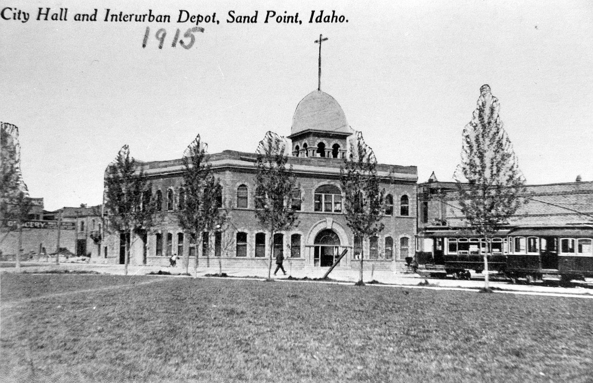 A 1915 photo shows what the old Sandpoint City Hall looked like when a cupola on top of the brick building housed a one-ton bell. Music Conservatory of Sandpoint, which now owns the building, is searching for the bell in an attempt to bring it home.