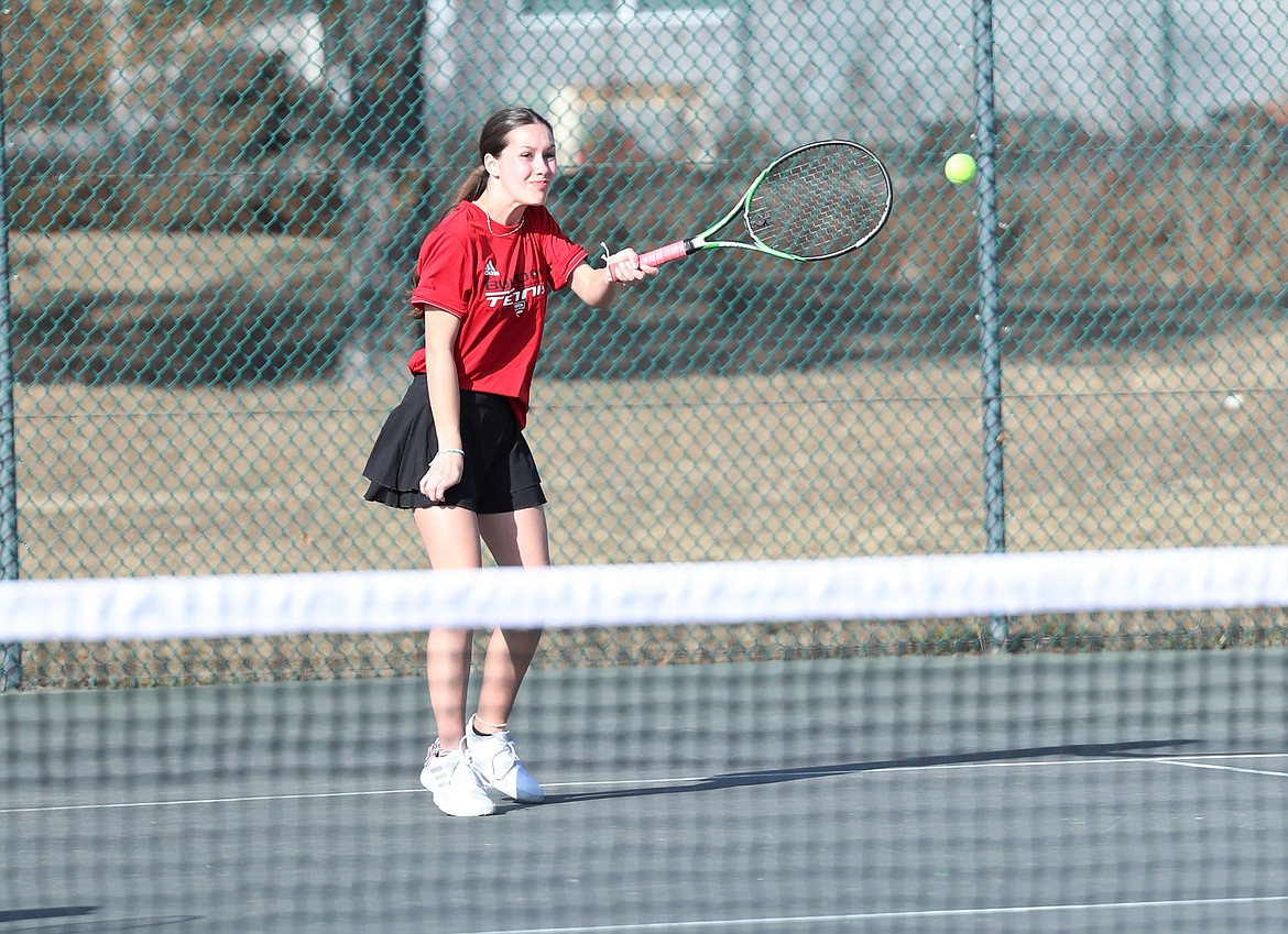 Olivia Petruso returns a shot on Wednesday.