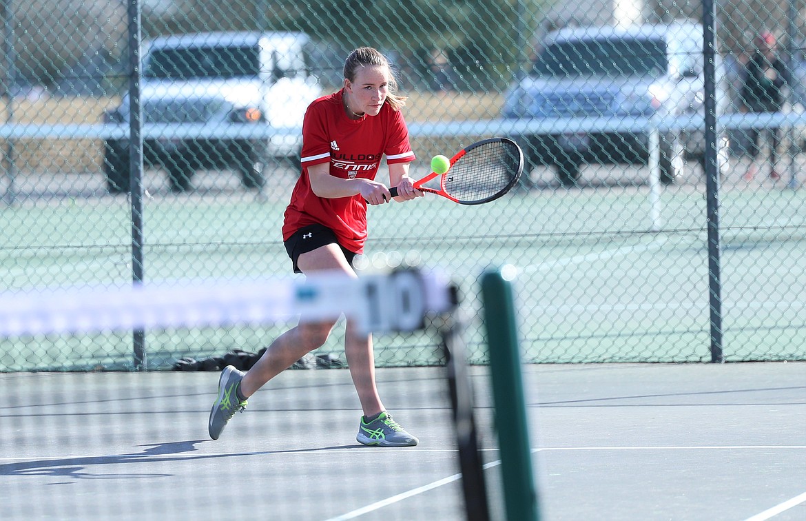 Neva Reseska hits a backhand down the line on Wednesday.