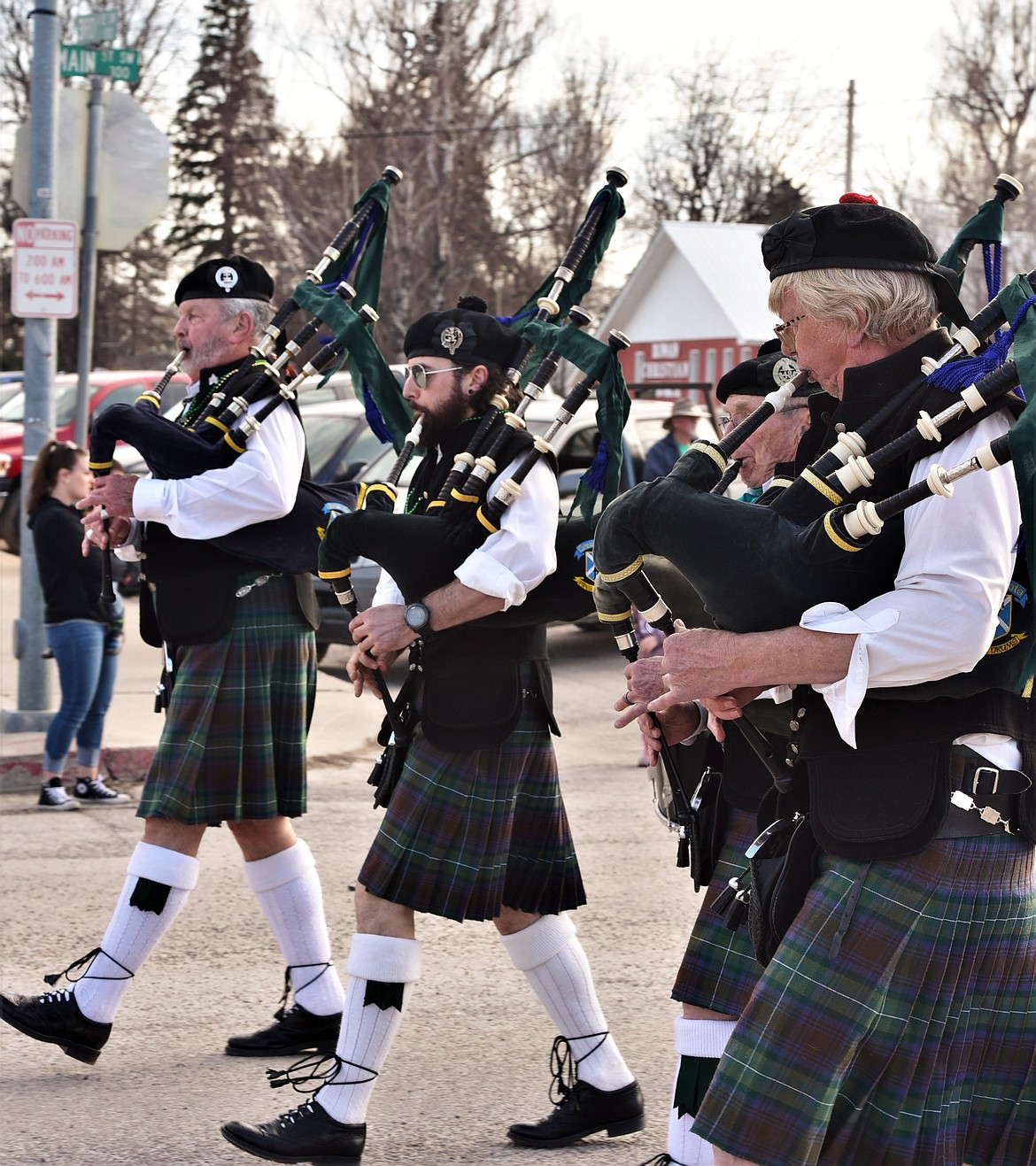Members of the Great Scots Pipes and Drums Band, from left: John Hamilton, Johnny Hamilton, John Borne and Dick Bratton. (Scot Heisel/Lake County Leader)