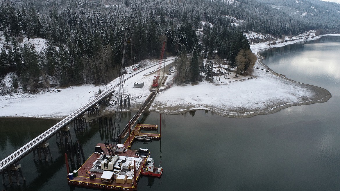 New railroad bridge across Lake Pend Oreille currently under construction is slated to be completed in the next three to five years.