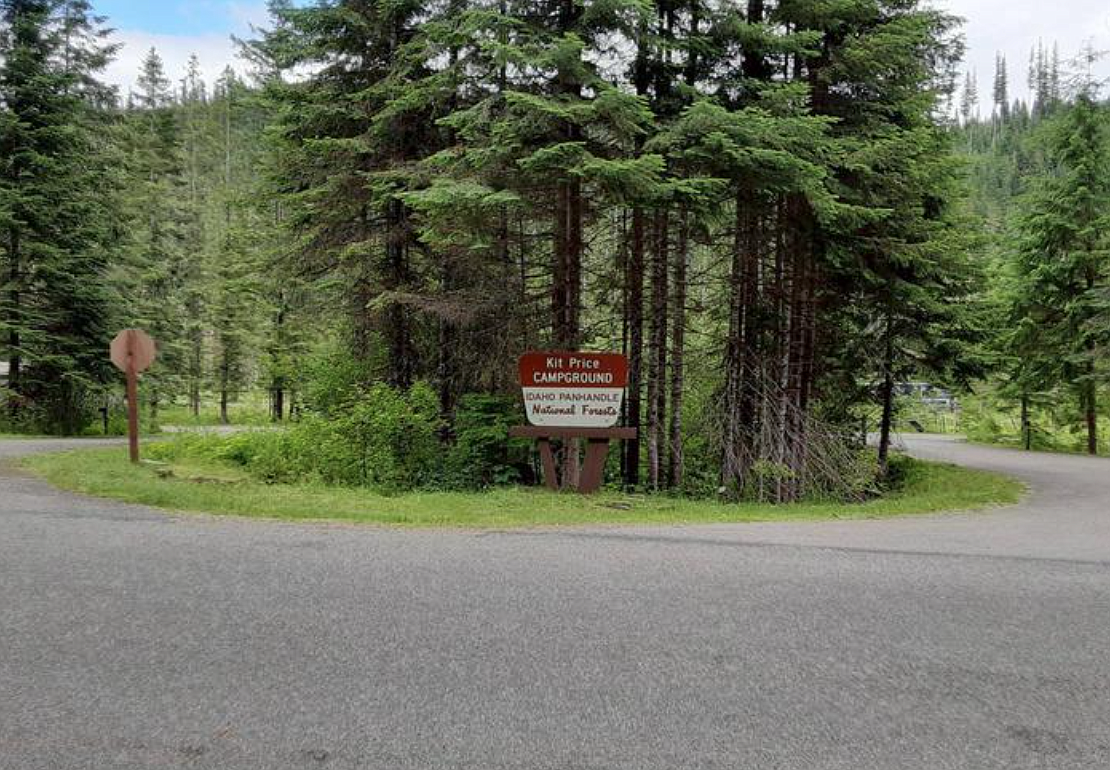 The sign welcoming visitors to the Kit Price Campground. The Kit Price Campground, located within the North Fork of the Coeur d’Alene River Corridor Priority Area, will be receiving a complete redesign.
