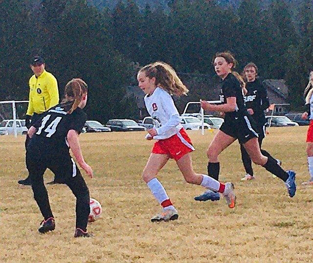 Courtesy photo
The Thorns North FC 2009 Girls soccer team beat the Eastern Washington Surf 6-3 on Saturday at Hayden Meadows. The Thorns were led by 3 goals from Chloe Burkholder and one goal each by Lucia Barton, Audrey Linder and Adelynn Blessing. Pictured is Tayla Ruchti, center, of the Thorns.