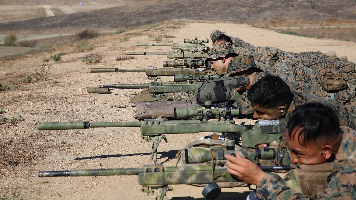 U.S. Marines training in sniper school.