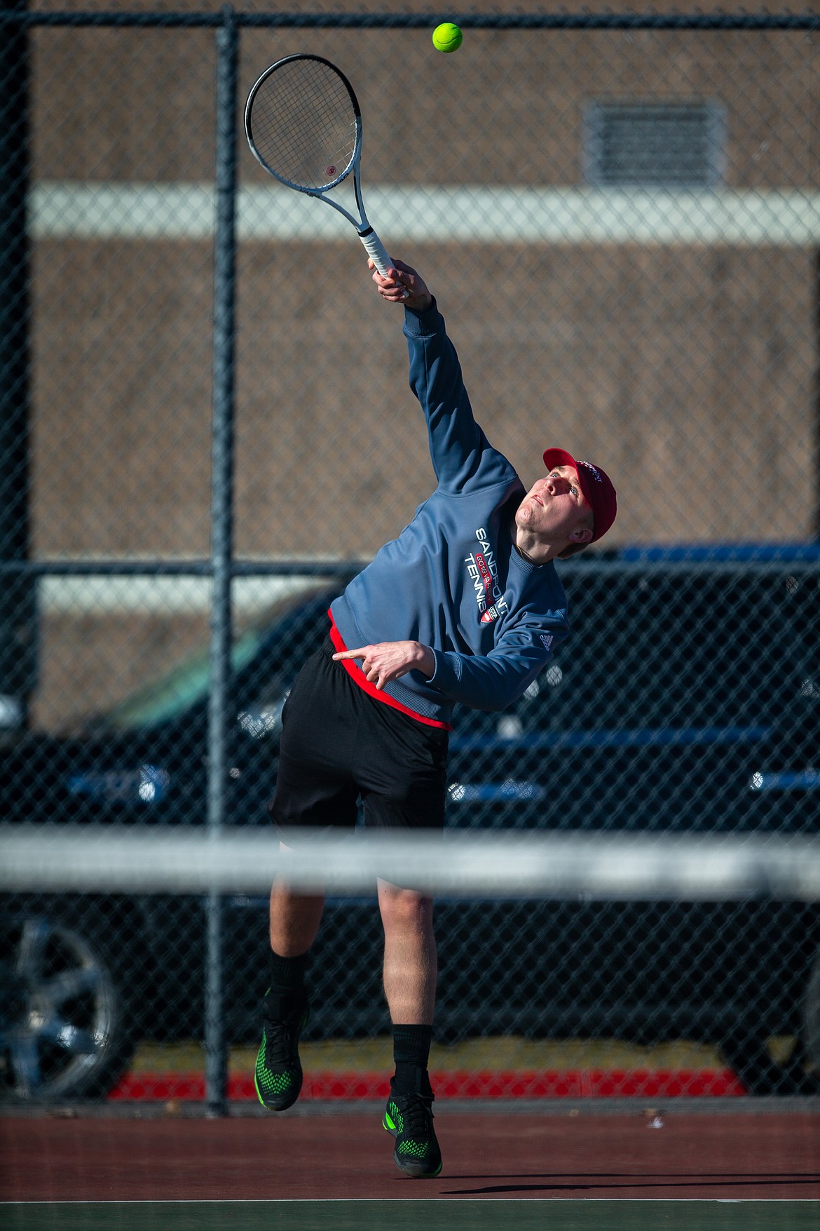 Josh Jessen serves on Thursday.