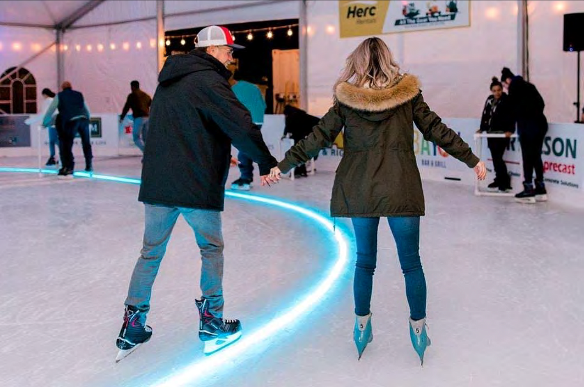 Skaters enjoy a lap around a rink in Modesto, Calif., where Coeur d'Alene resident Jerome Murray installed an ice rink. Murray and the city of Coeur d'Alene came to terms on a five-year lease agreement at McEuen Park, where Murray will set up a temporary rink in the winter months. (Courtesy of the city of Coeur d'Alene)