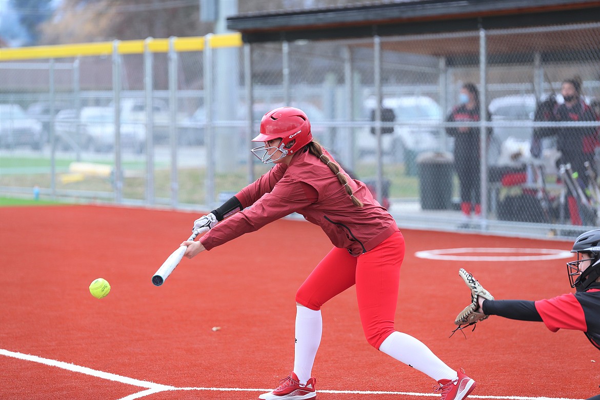 Kaylee Brackett bunts on Saturday.