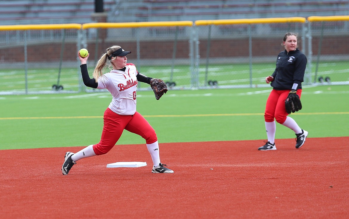 Riley Cessna makes a throw to first on Saturday to record an out.