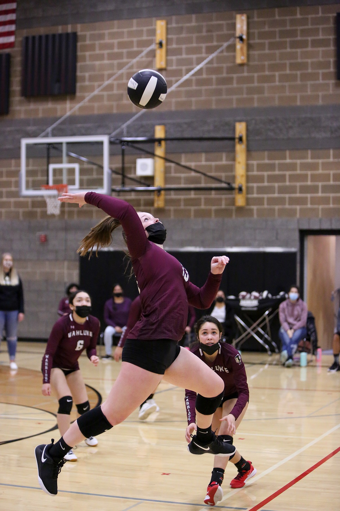 Madison Harlow skies up for the shot for Wahluke against Royal on Saturday afternoon in Royal City.
