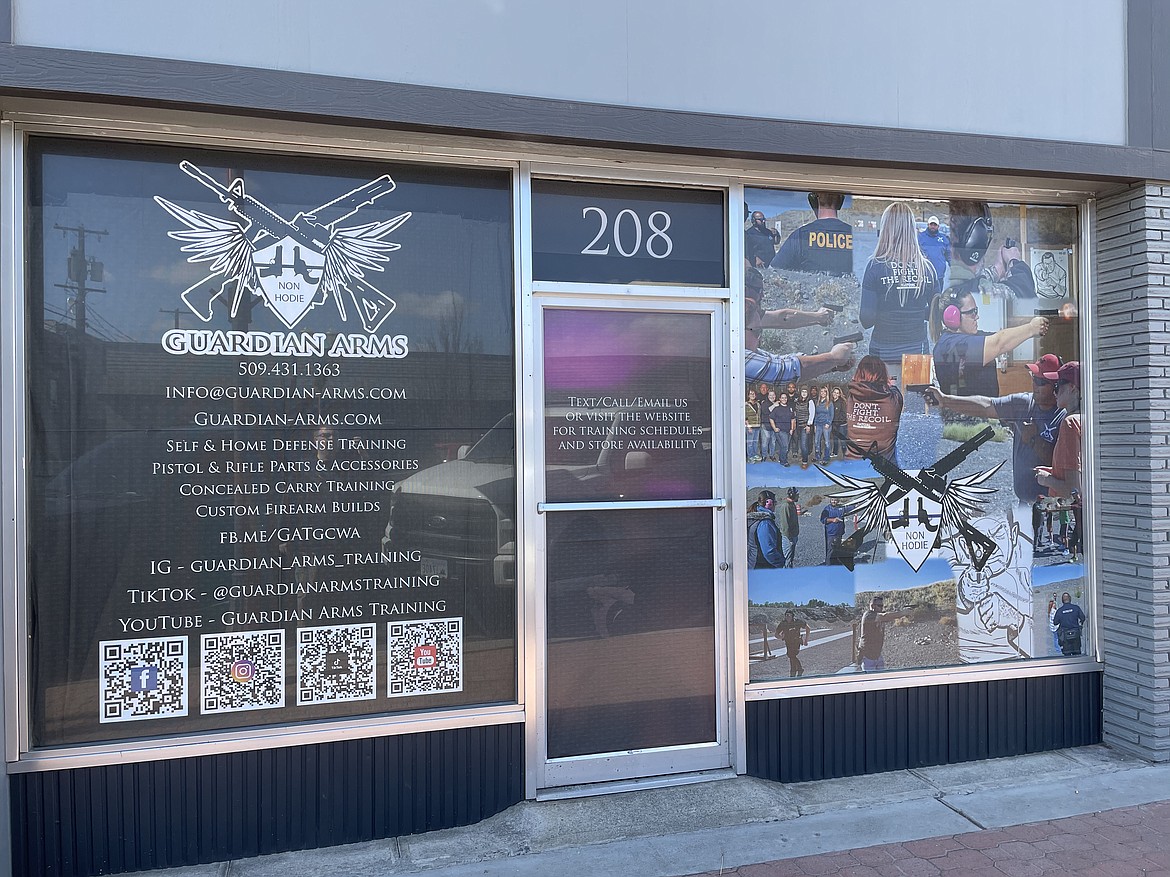 The storefront of Guardian Arms at 208 S. Division Street in downtown Moses Lake.