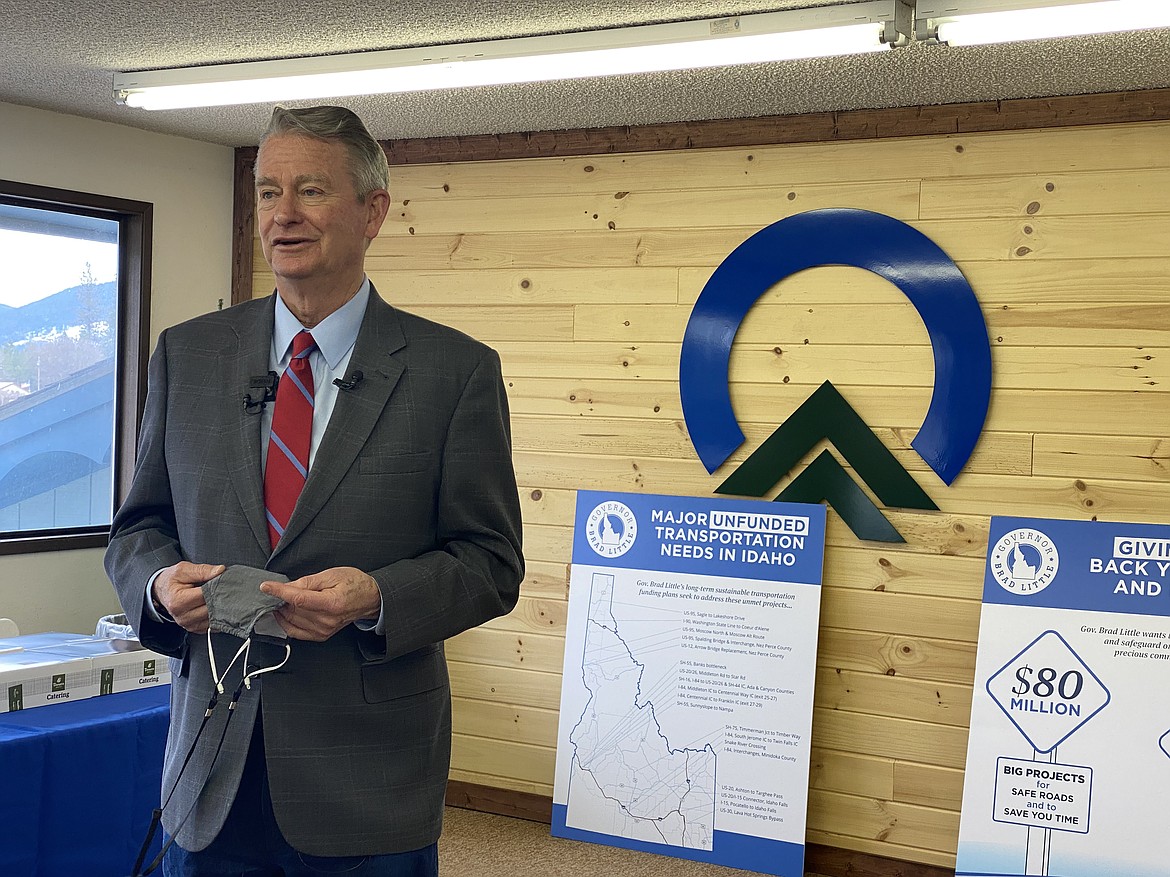 Idaho Gov. Brad Little hits the road to talk to leaders in business about transportation funding solutions. (MADISON HARDY/Press)