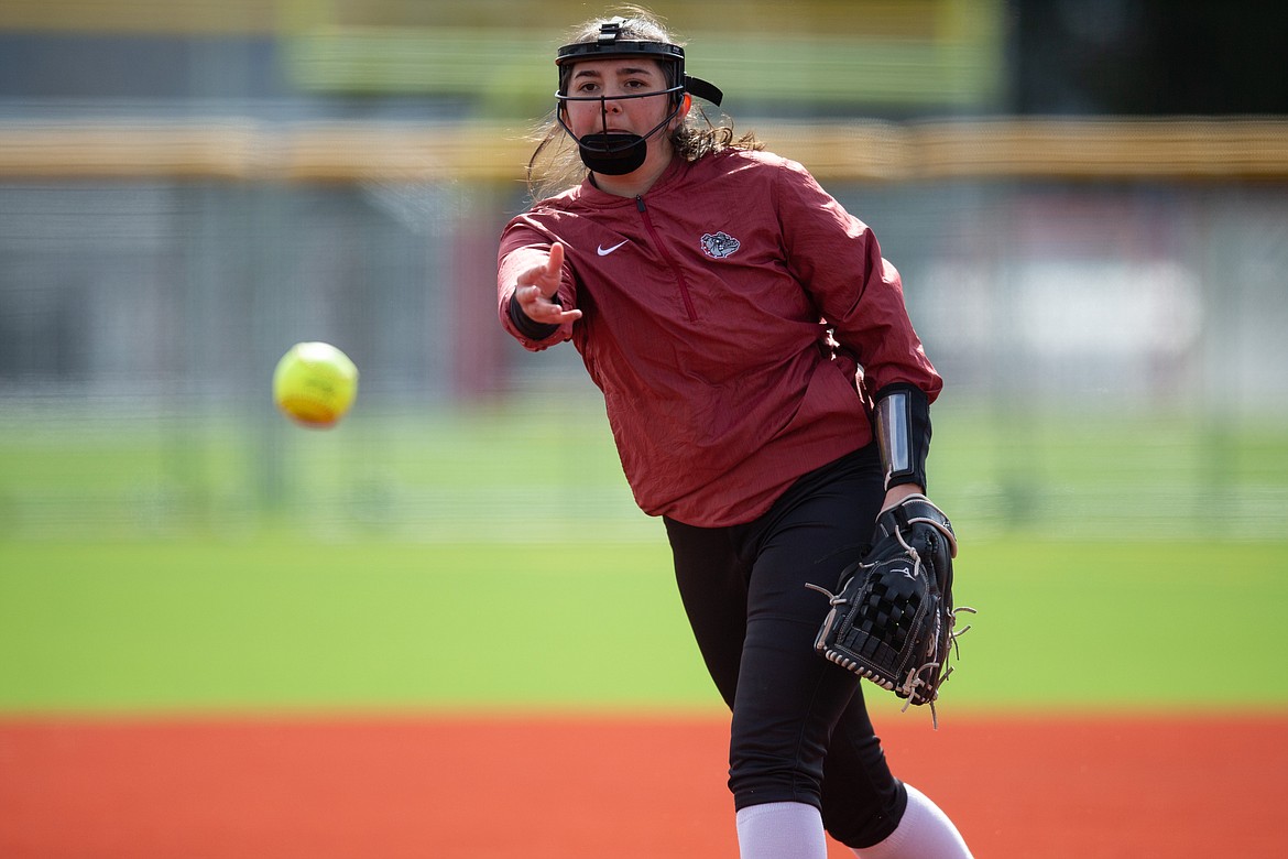 Cresanna Authier pitches in the first game Tuesday.