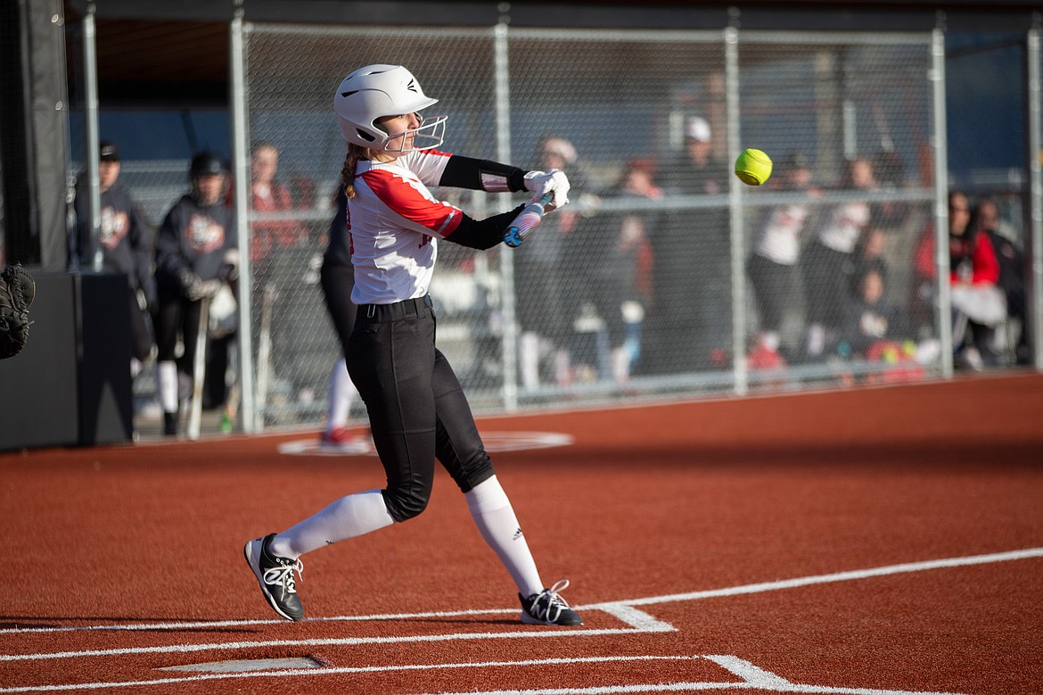 Jaidyn Inman hits a triple on Thursday.