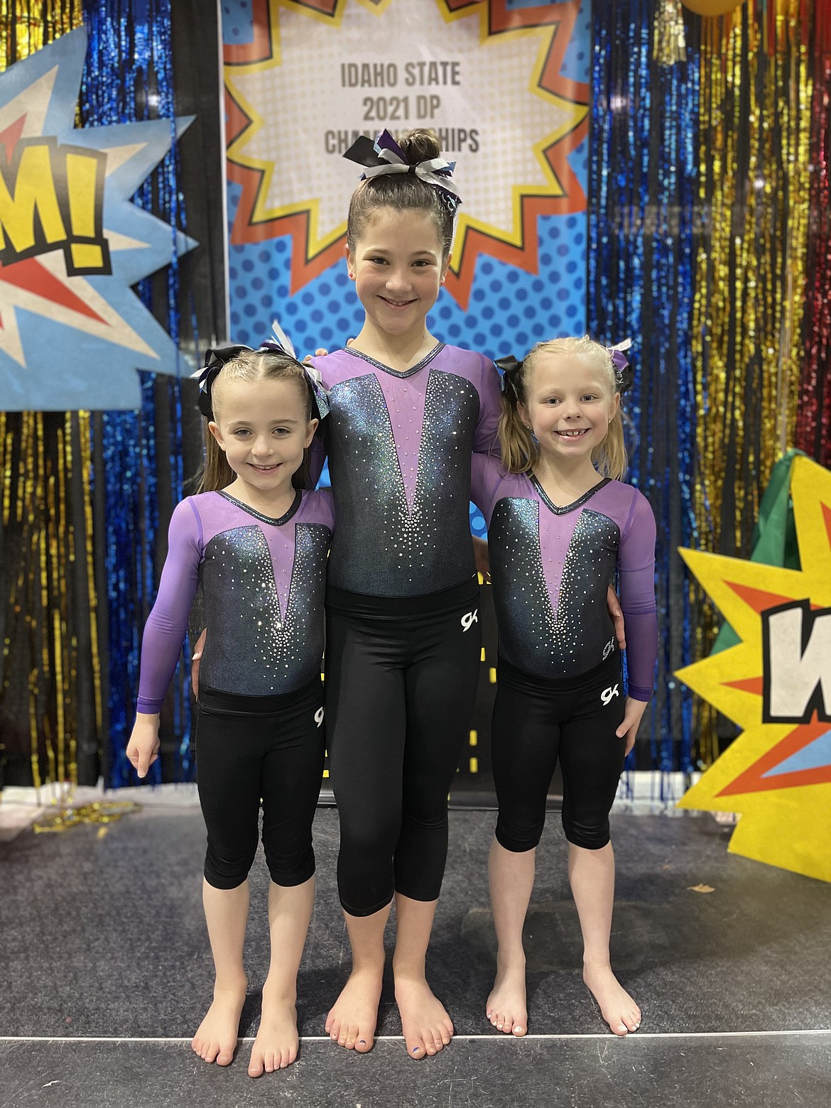 Courtesy photo
Avant Coeur Gymnastics Level 3 girls competed at the Idaho state championships at the Ford Idaho Center in Nampa. From left are Sydney Traub, Audri Madsen and Kaylee Flodin.