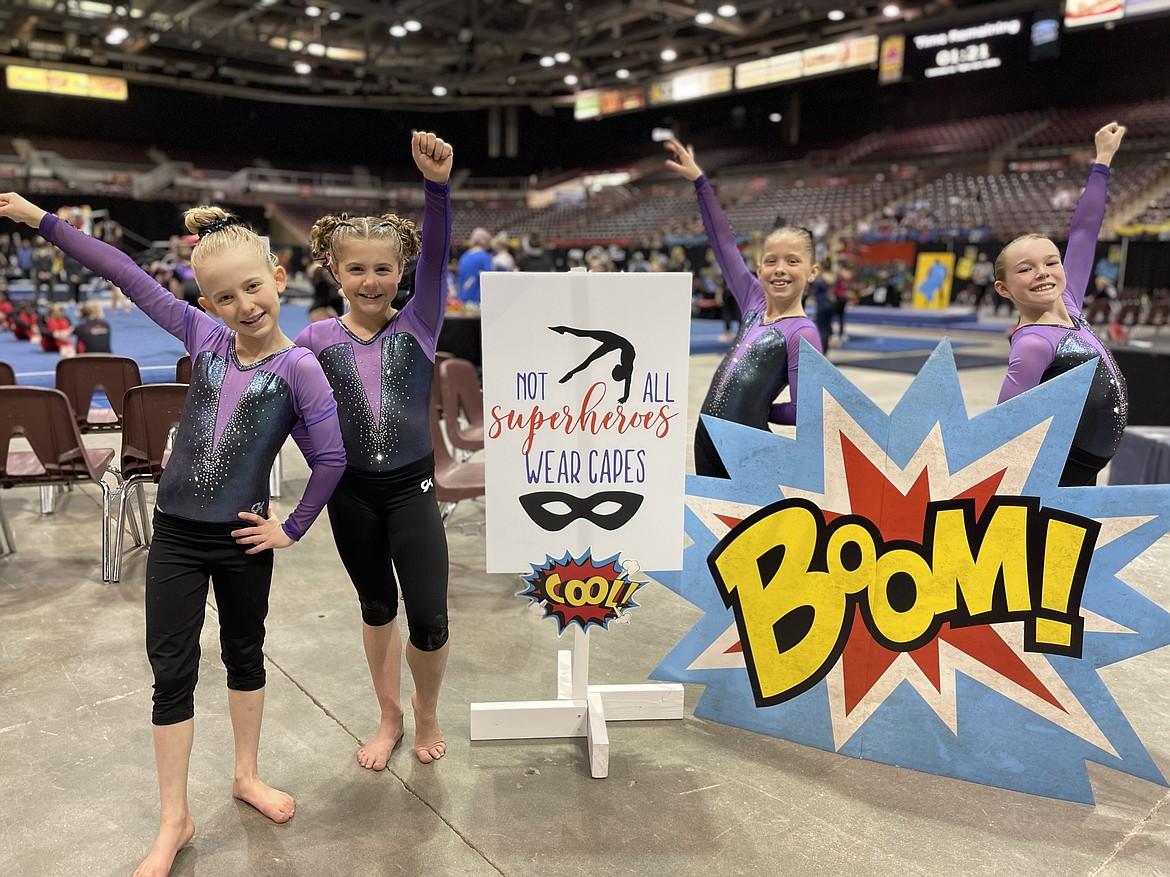 Courtesy photo
Avant Coeur Gymnastics child Level 4 girls competed at the Idaho state championships in Nampa. From left are Mila Behunin, Issoria Austin, Summer Nelson and Quinn Howard.