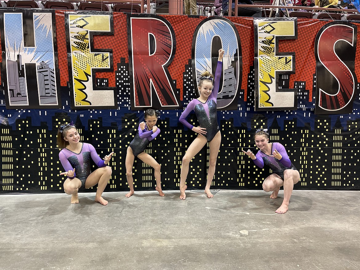 Courtesy photo
Avant Coeur Gymnastics Level 8 girls at the Idaho state championships at the Ford Idaho Center in Nampa. From left are Jazzy Quagliana, Vivi Crain, Eden Lamburth and McKell Chatfield.