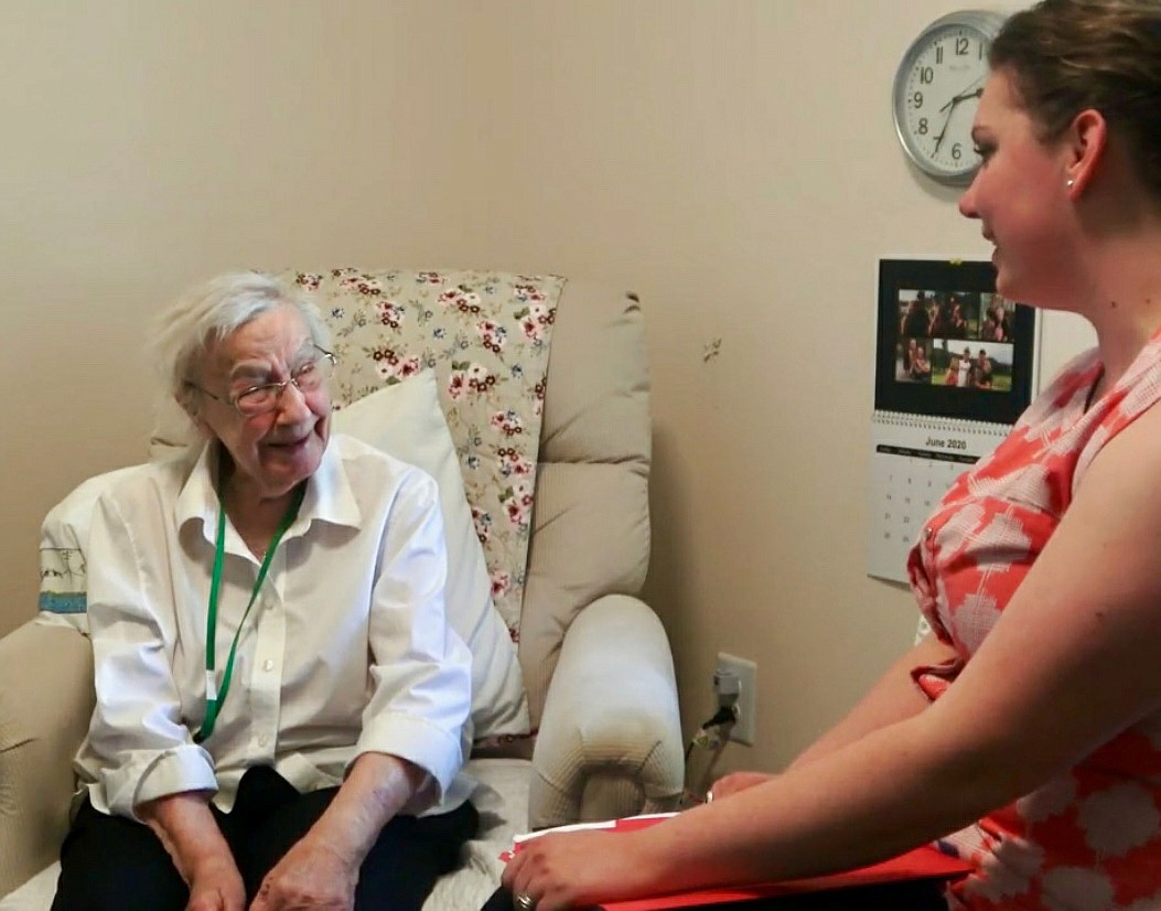 Public historian Sara Jane Ruggles interviews Betty Lundy Evans last summer before Evans' death at age 100. Through her work as a public historian and new role with Auburn Crest Hospice, Ruggles is capturing the oral histories of hospice patients for families to treasure.