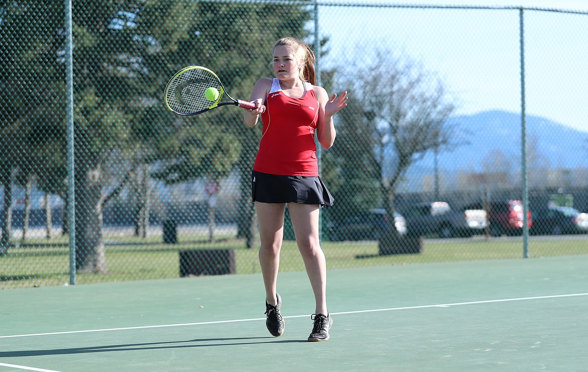 Adrian Doty hits a forehand on Wednesday.