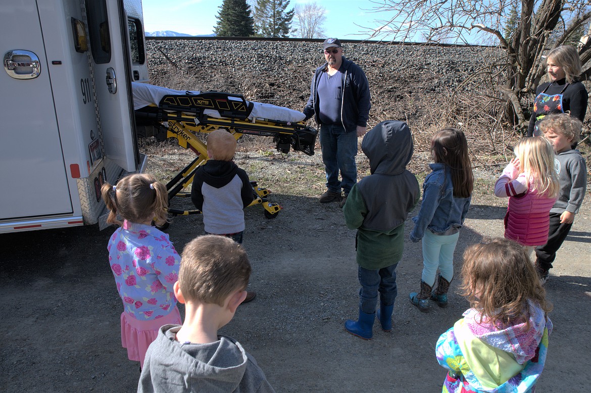 Students get an ambulance demonstration Tuesday morning at Hope Elementary.