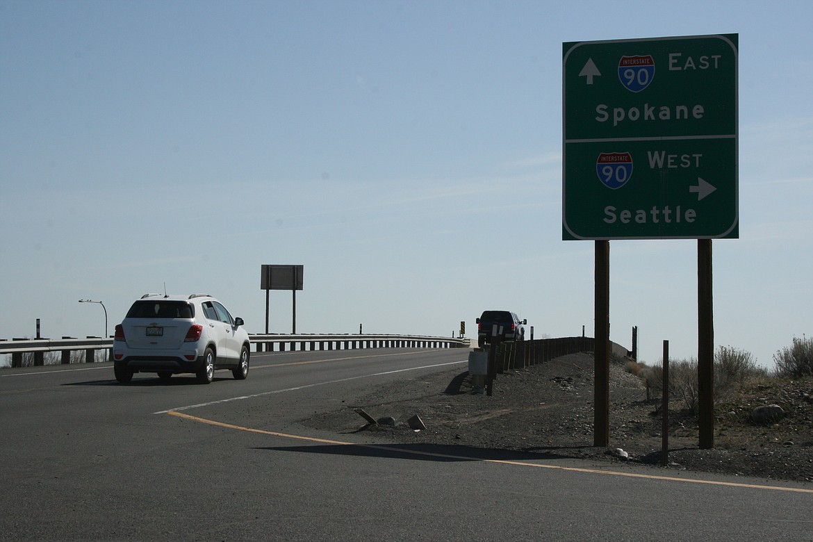 Cars travel through the intersection at Hansen Road in Moses Lake. Upgrading the Hansen Road interchange is not a priority of the Washington Department of Transportation, at least not currently.