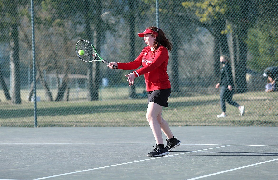 Maise Brazill returns a shot on Wednesday.