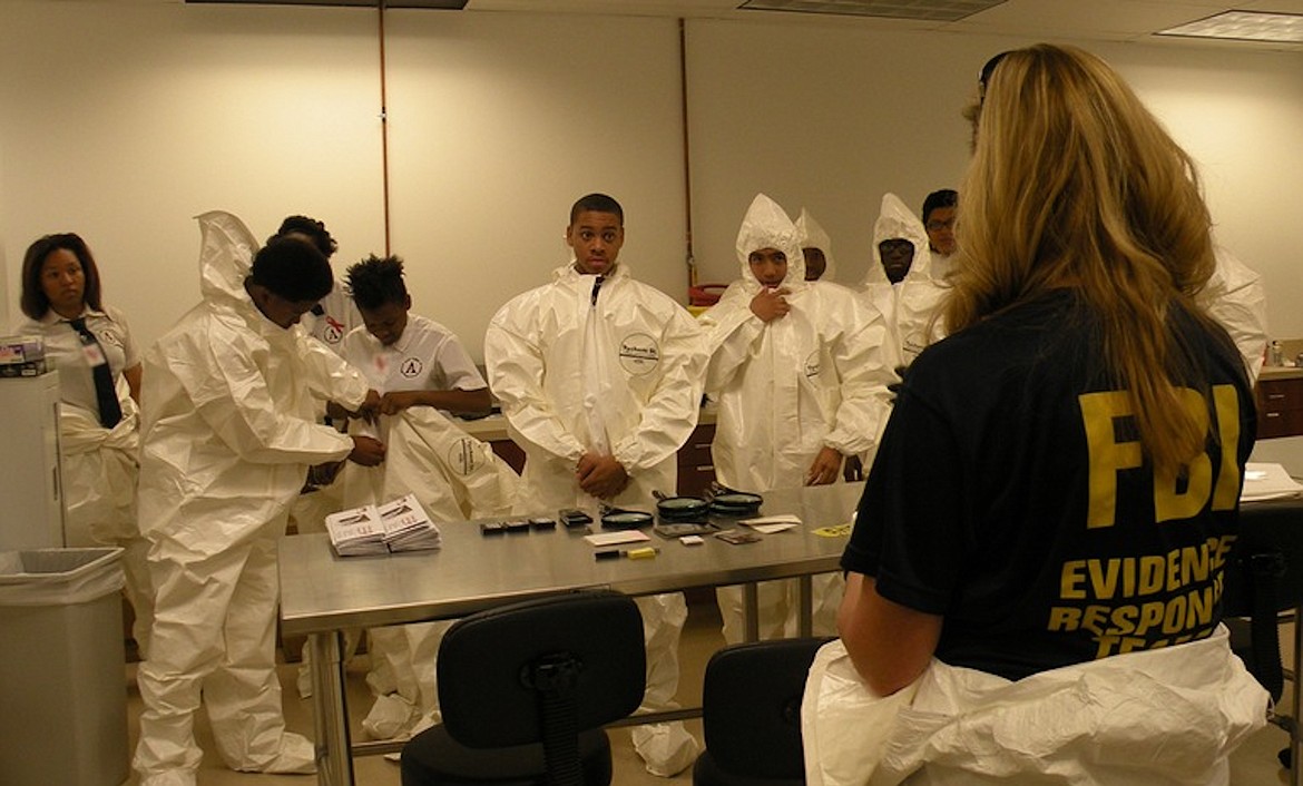 Teens take part in a past academy offered by the Federal Bureau of Investigation.