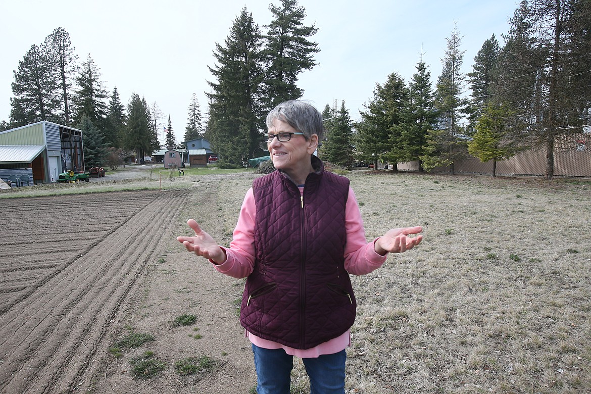 Kathi Kaufman on Friday stands in the field behind her house, which will soon become a wonderland of flowers that provide food and nectar sources for pollinators.