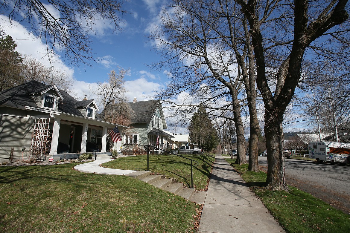 A survey of the 530 buildings in the Garden District in downtown Coeur d'Alene has been submitted to the Idaho State Historic Preservation Office as the first step toward being listed on the National Register of Historic Places. Pictured: Ninth Street and Garden Avenue, looking east.