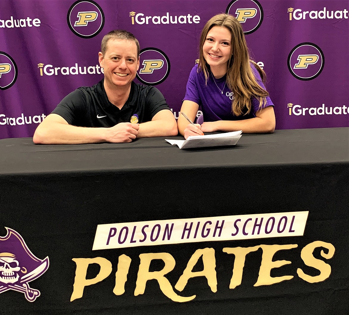 Ellie Thiel and Polson High School golf coach Cameron Milton. (Courtesy of Polson High School)