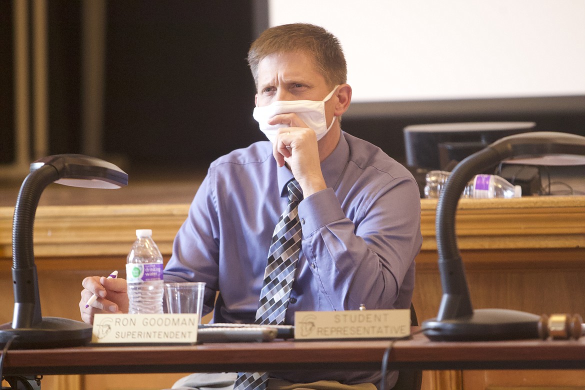 Libby Superintendent Ron Goodman at an April 7 school board meeting. (Will Langhorne/The Western News)