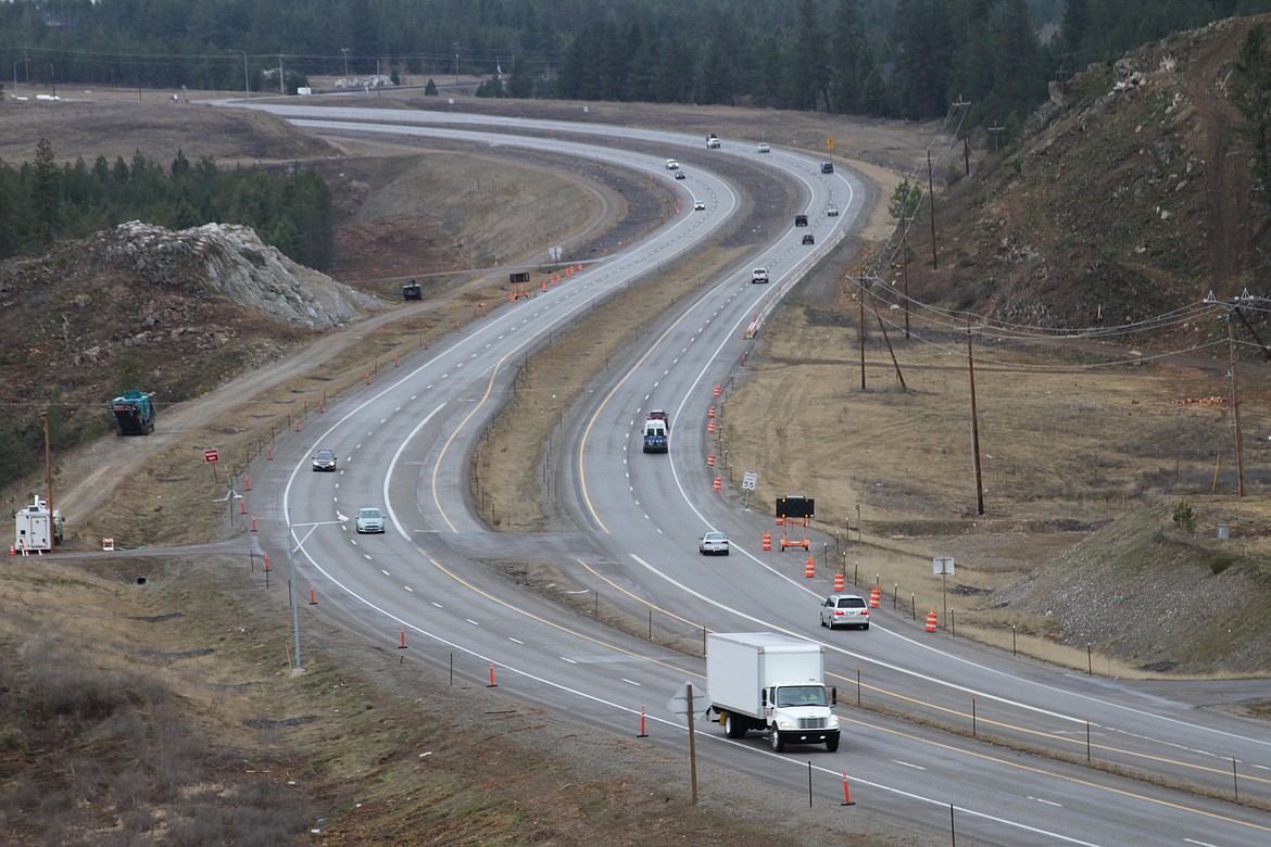 Traffic on U.S. Highway 95 passes through a construction zone on Granite Hill. (Photo by KEITH KINNAIRD)