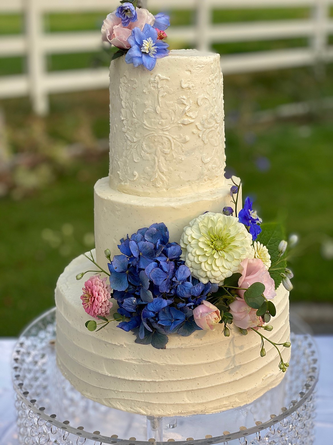 Wedding cake created by Paige Tolley for her business Paige's Custom Cakes. Tolley said so far, it's her favorite make.