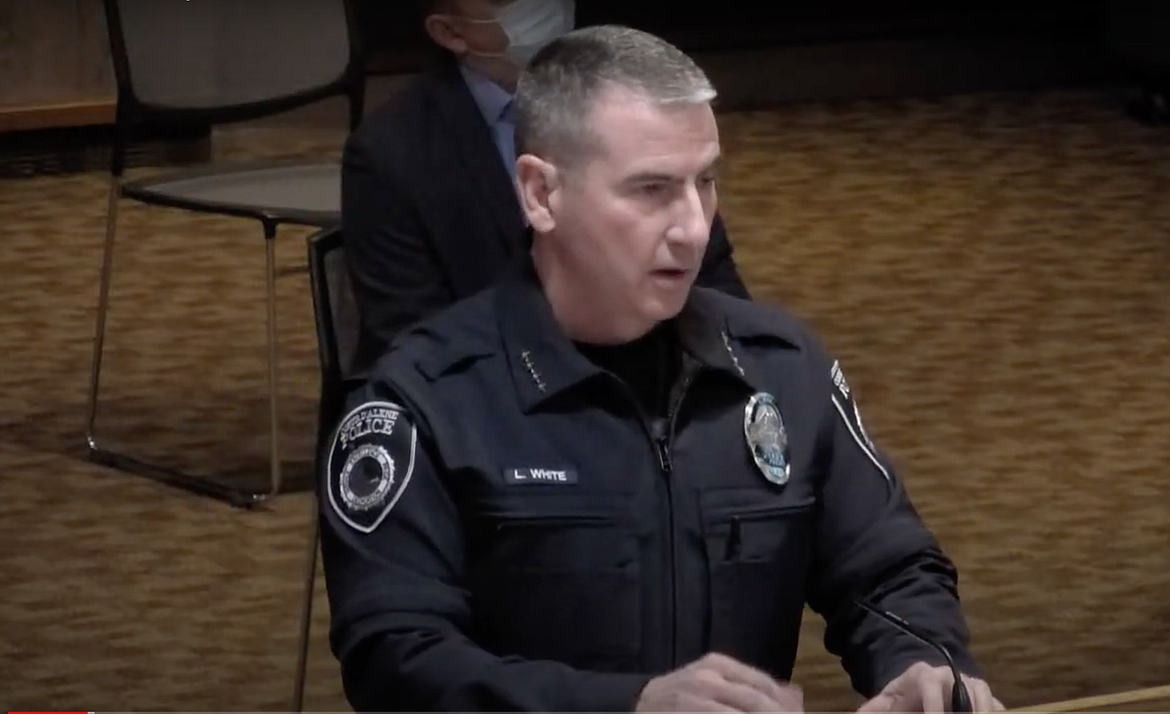 Police Chief Lee White on February 16, when he informed the city council of a dramatic increase in alcohol-related incidents in downtown Coeur d'Alene. (Courtesy CDA TV)