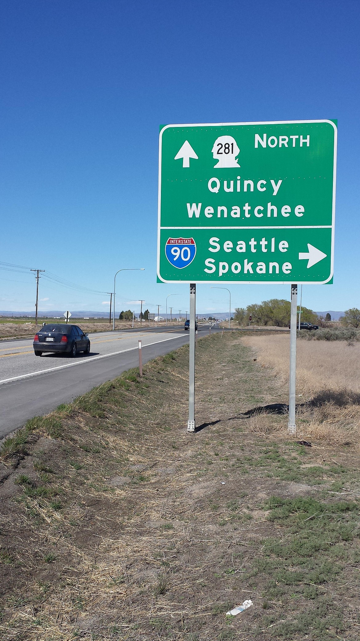 Vehicles travel on state Route 281 between George and Quincy on April 11, 2021.