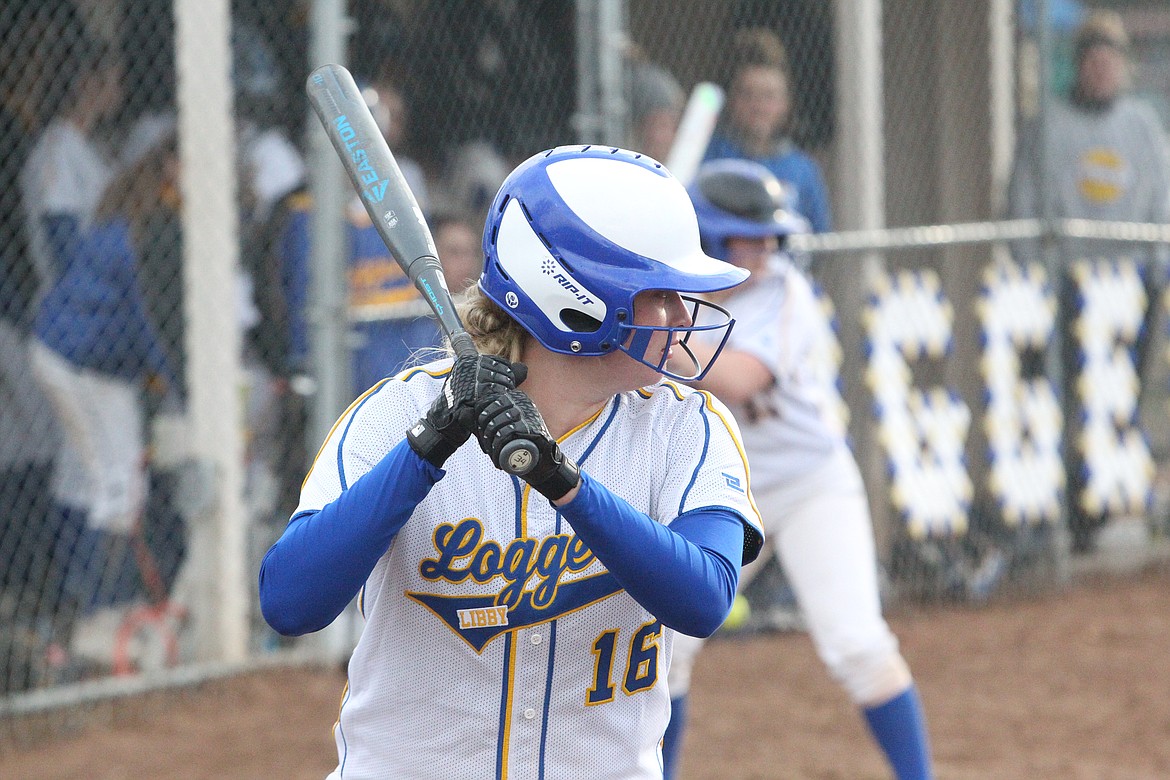 Talyor Munro looks for the pitch during the Lady Loggers April 10 game against Eureka. (Will Langhorne/The Western News)