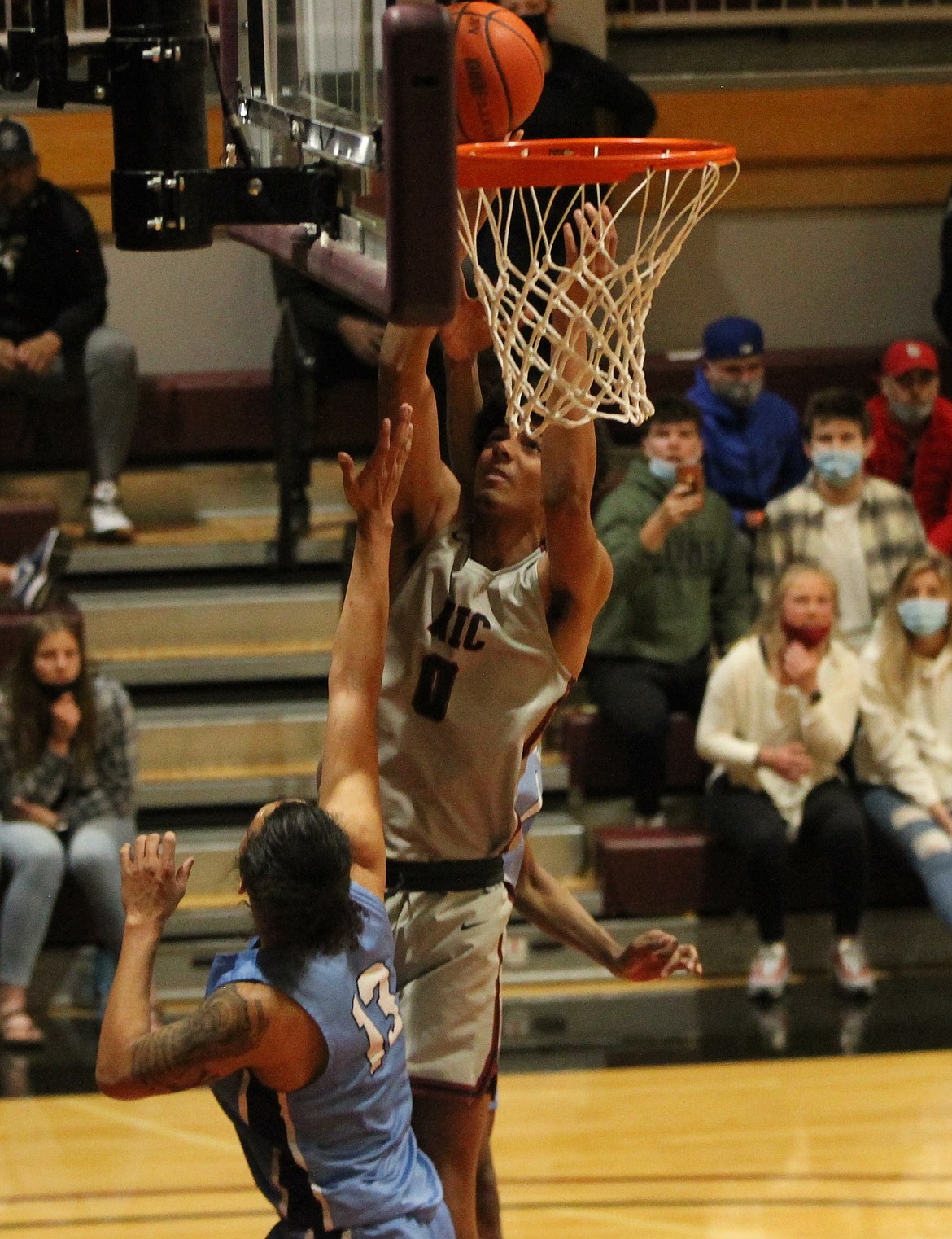 JASON ELLIOTT/Press
North Idaho College freshman forward Julius Mims goes up for a shot during the second half of Tuesday's game at Rolly Williams Court.