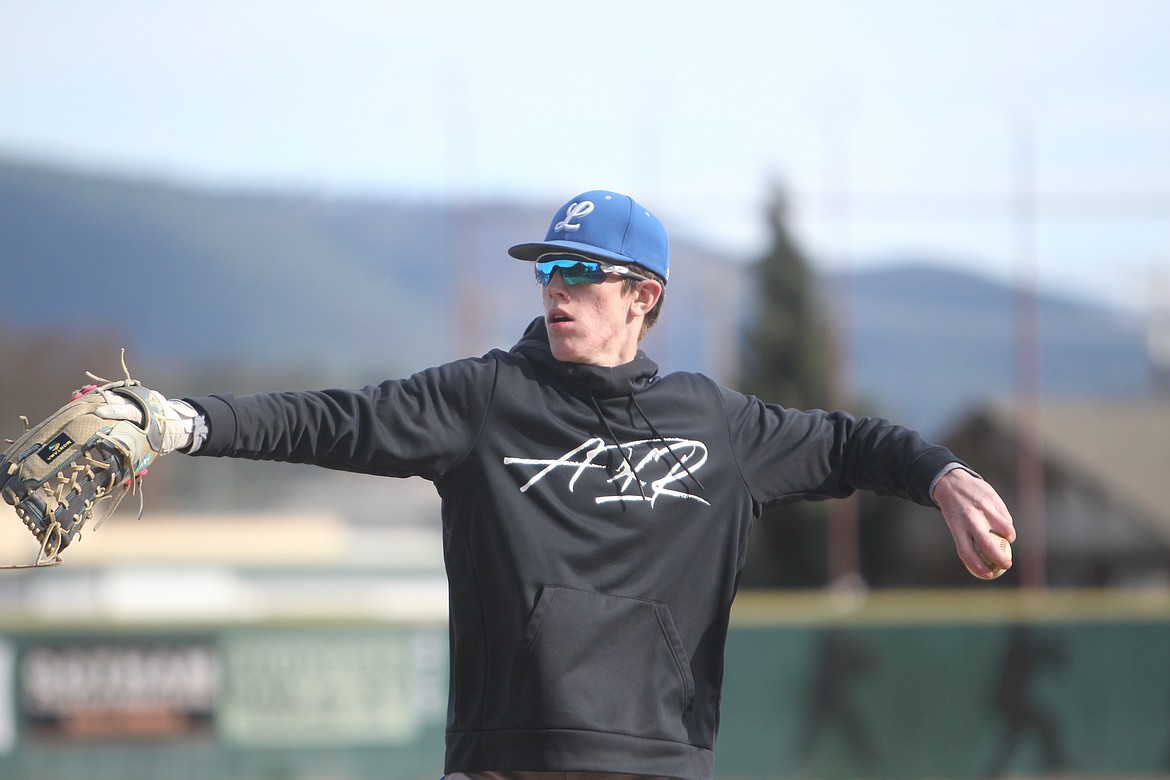 Caden Williams winds up for a throw during an April 13 practice. (Will Langhorne/The Western News)