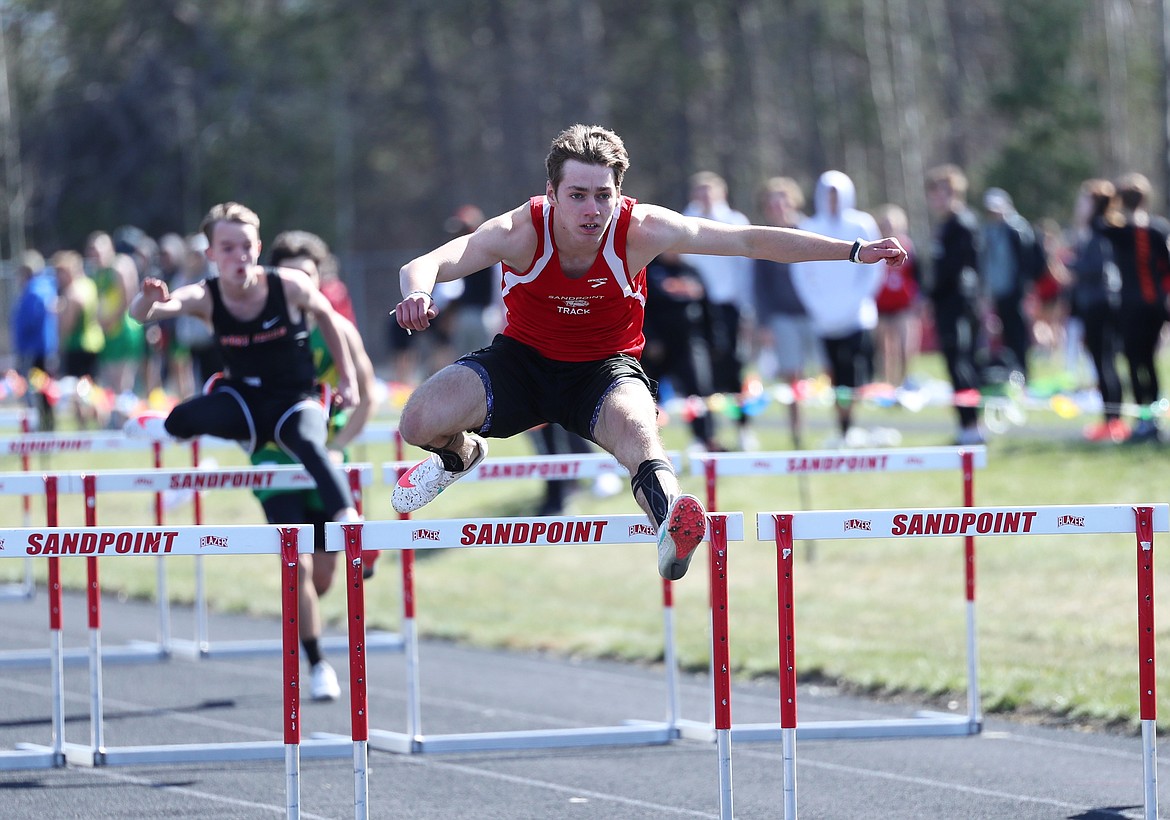 Luke McCorkle competes in the 110 hurdles.